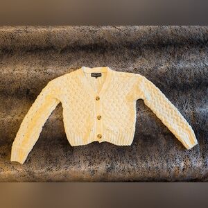 Kendall & Kylie Cream Button-Up Cropped Cardigan Sz S